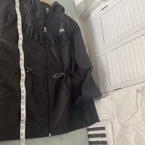 Fila Black designer front zipper pull sides slight shine jacket - Picture 13 of 16